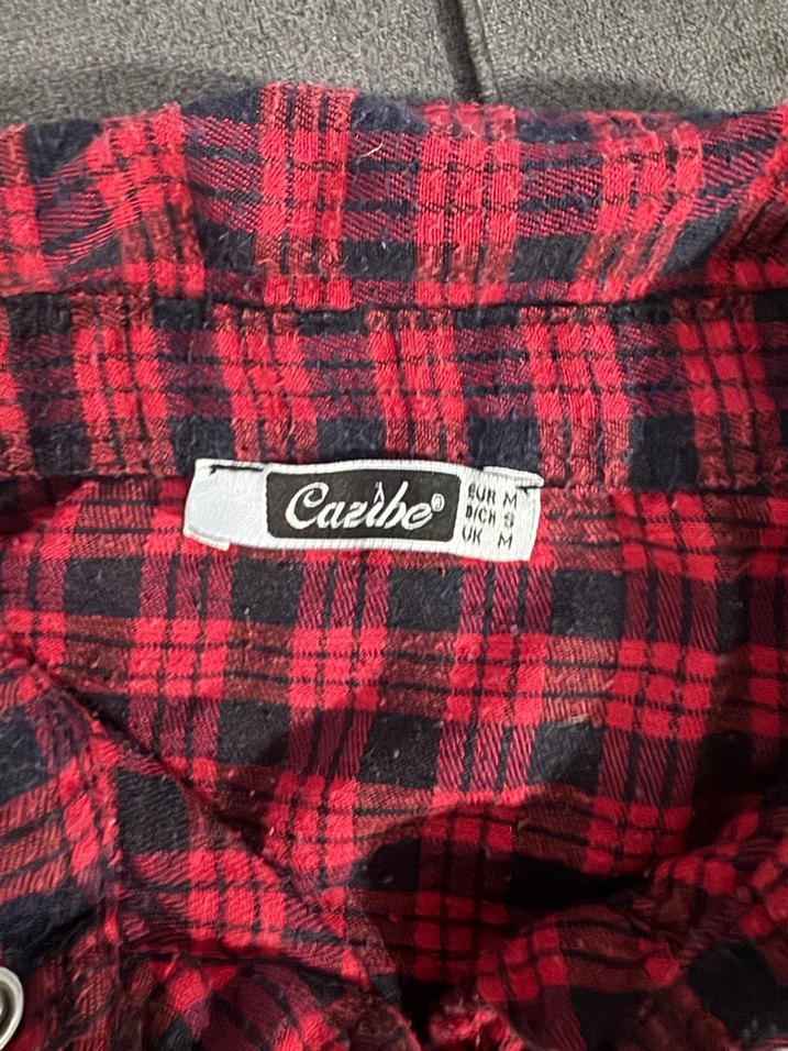 Kadın Kırmızı Kareli Düğmeli Gömlek - Görsel 4