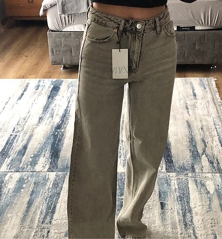 ZARA HIGH RISE FULL LENGHT WIDE LEG JEAN - Görsel 5