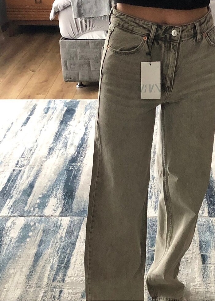 ZARA HIGH RISE FULL LENGHT WIDE LEG JEAN - Görsel 5