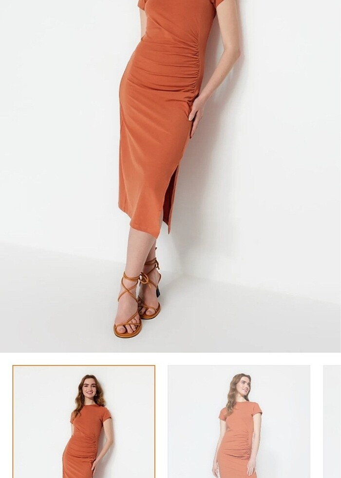 Büzgülü elbise - Görsel 4