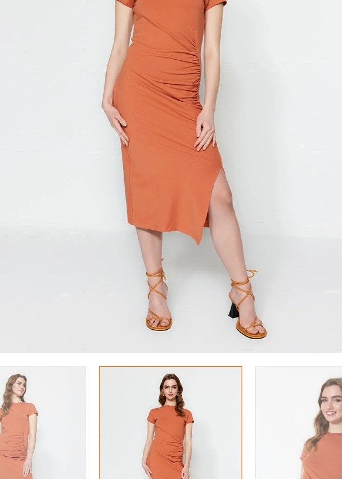 Büzgülü elbise - Görsel 3