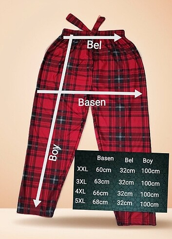 Diğer Bayan ekose pijama altı 5xl 