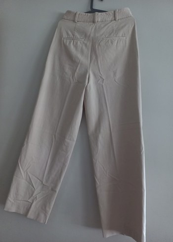 Massimo Dutti Bej Kadın Keten Kumaş Pantolon