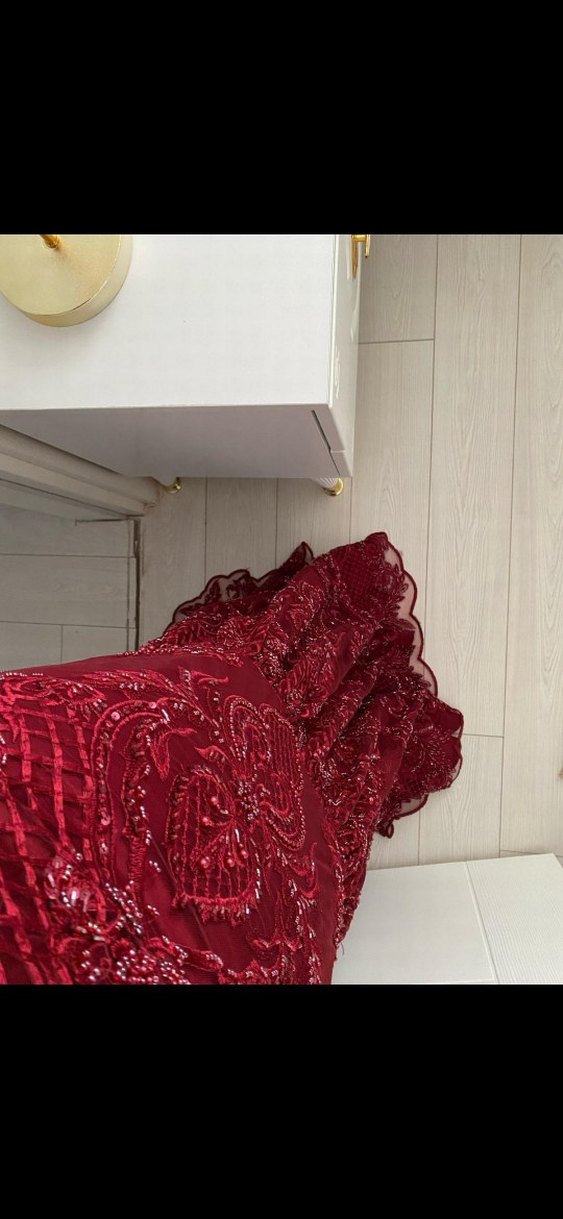 kırmızı kınalık abiye elbise - Görsel 3