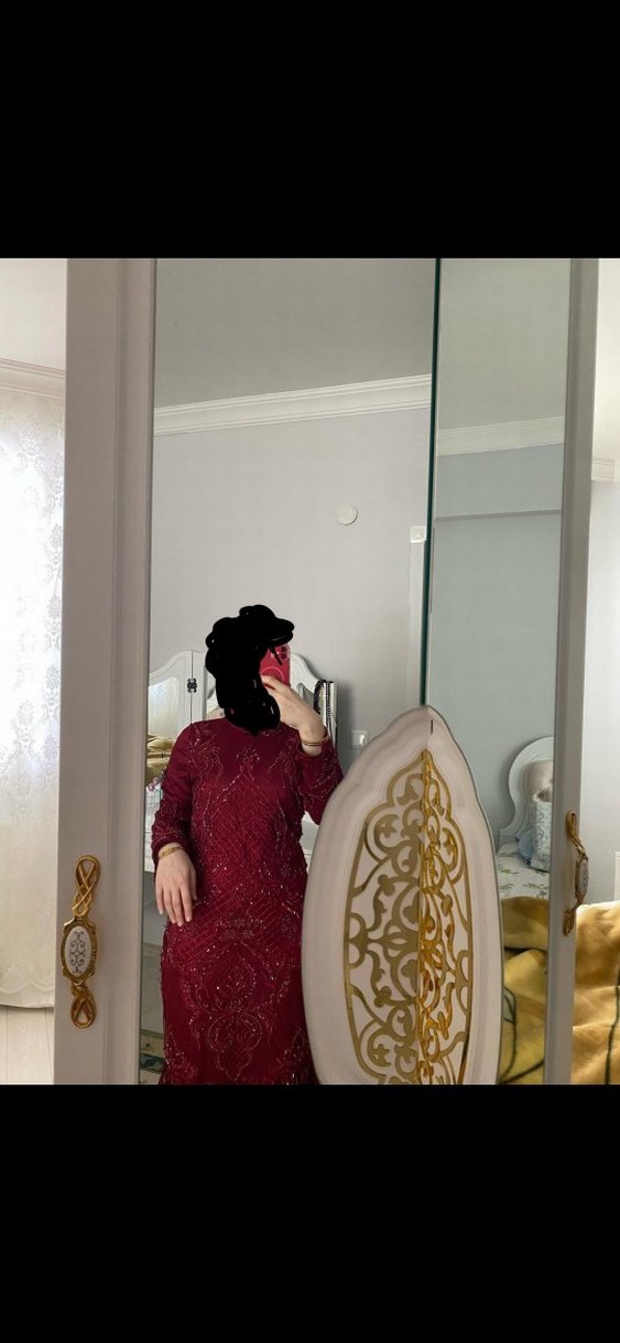 kırmızı kınalık abiye elbise - Görsel 2