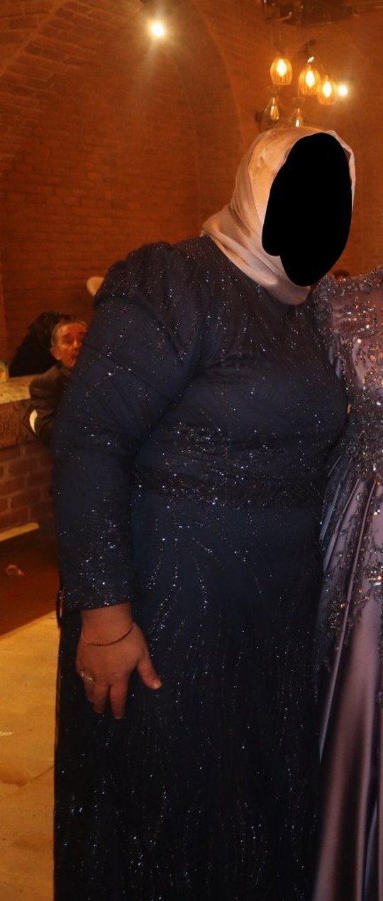 Lacivert İşlemeli Uzun Abiye - Görsel 2