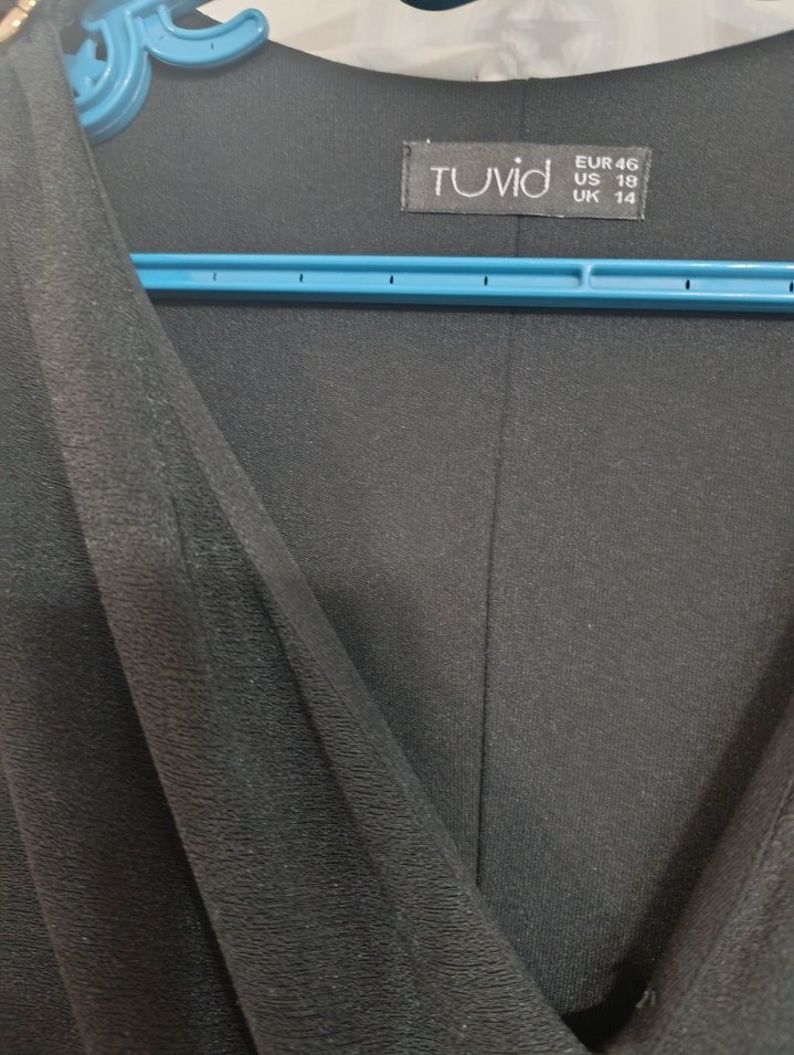 Siyah Drapeli Uzun Klasik Ofis Elbisesi - Görsel 3