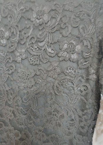 Dantel Detaylı Siyah Midi Elbise - Görsel 6