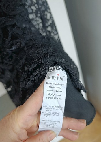 Dantel Detaylı Siyah Midi Elbise - Görsel 4