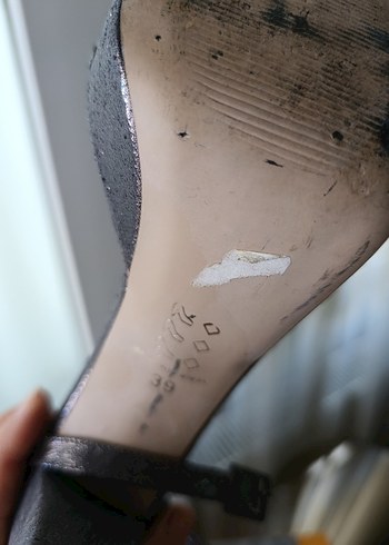 Gri Yılan Desenli Platform Topuklu Kadın Ayakkabı - Görsel 7