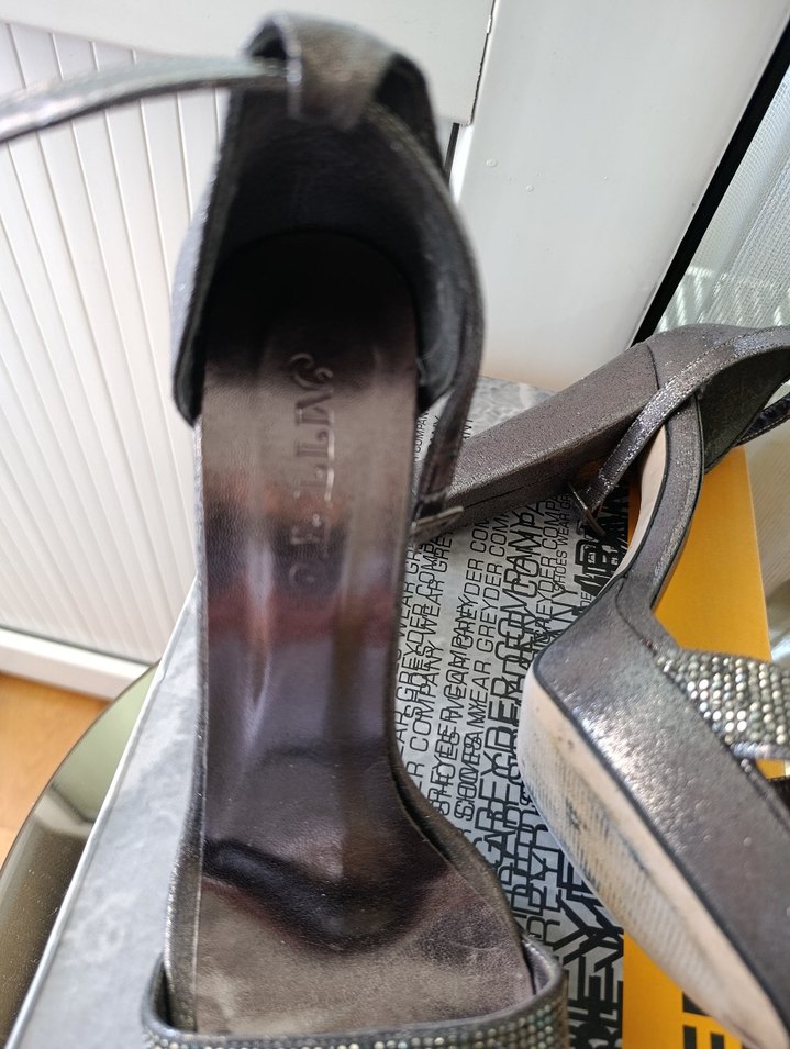 Gri Yılan Desenli Platform Topuklu Kadın Ayakkabı - Görsel 5