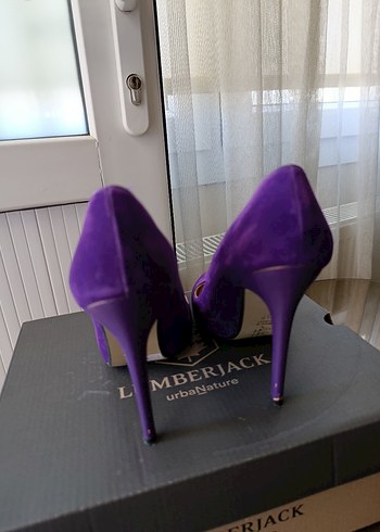 Mor Süet Stiletto Topuklu Kadın Ayakkabı - Görsel 5