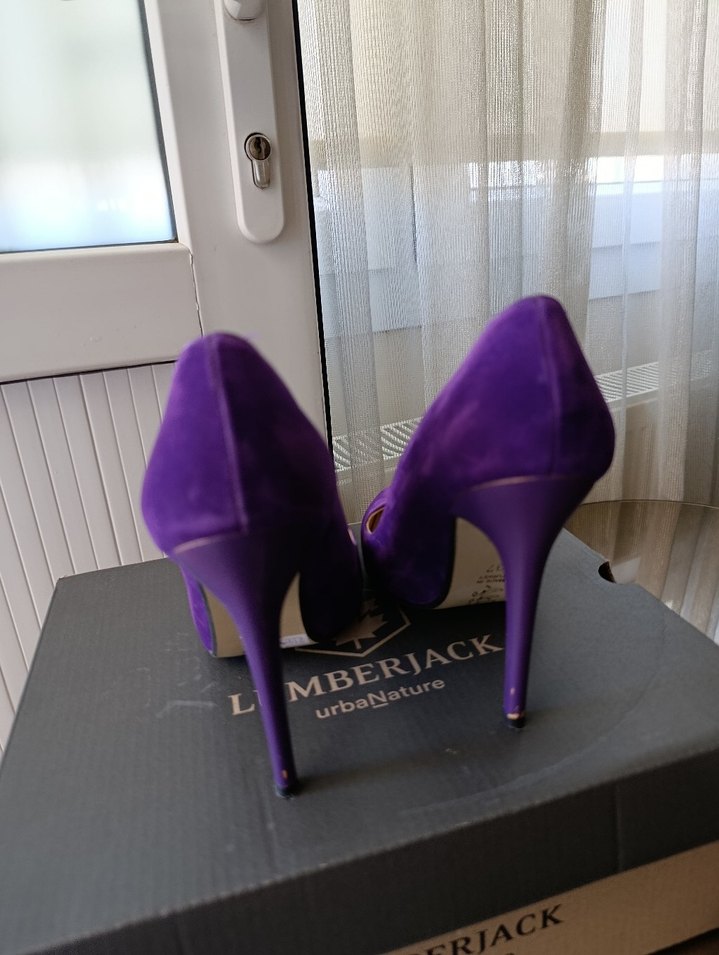 Mor Süet Stiletto Topuklu Kadın Ayakkabı - Görsel 5