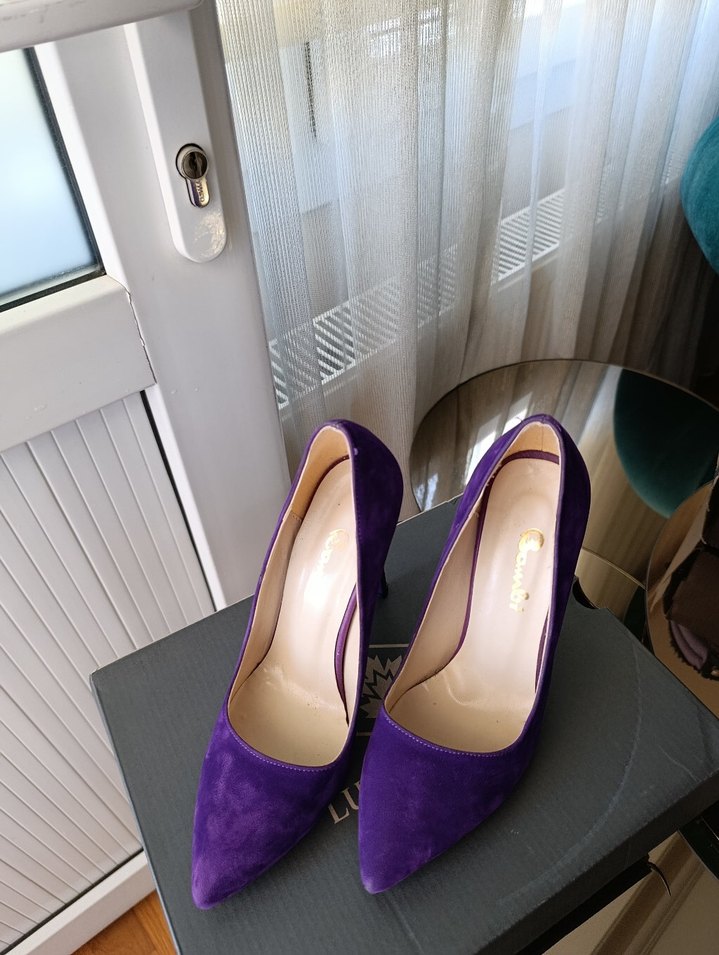 Mor Süet Stiletto Topuklu Kadın Ayakkabı - Görsel 2