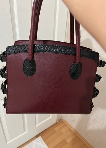 Bordo Deri Kadın El Çantası - Görsel 2
