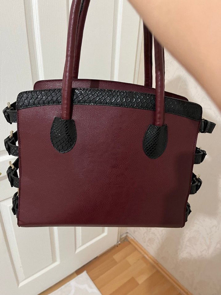 Bordo Deri Kadın El Çantası - Görsel 2