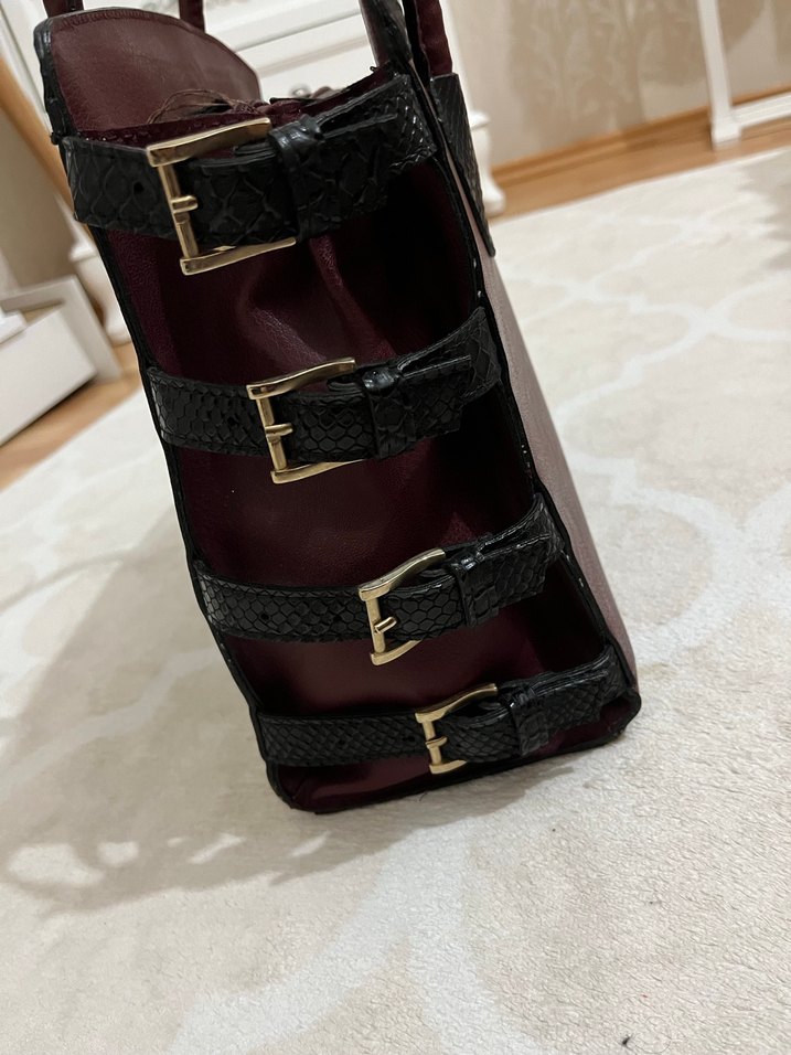 Bordo Deri Kadın El Çantası - Görsel 4