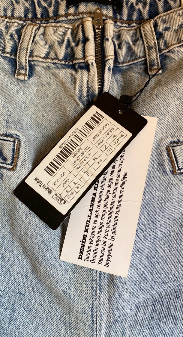 Gri Düğmeli Kadın Denim Pantolon - Görsel 2