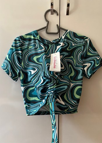 Beyaz Keten Pliseli Kısa Bluz - Görsel 3