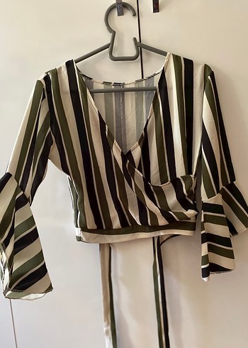 Beyaz Keten Pliseli Kısa Bluz - Görsel 6