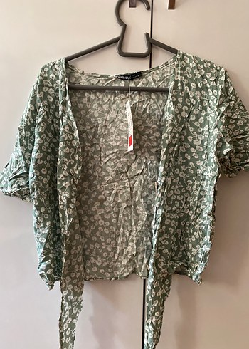 Beyaz Keten Pliseli Kısa Bluz - Görsel 16