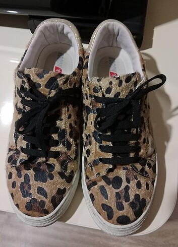 38 Beden camel Renk Sneaker, leopar 
