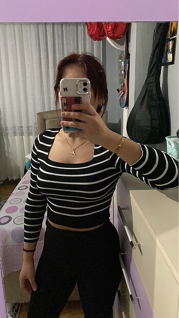 Çizgili Crop Bluz