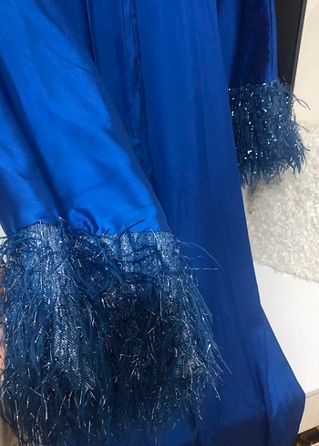 Püsküllü Mavi Uzun Kadın Abiye - Görsel 2