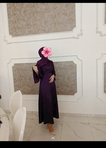 Mor Uzun Drapeli Gotik Abiye Elbise - Görsel 2