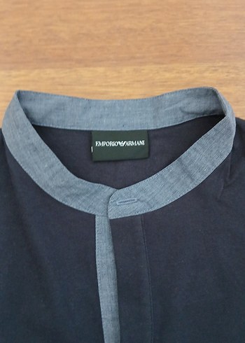 Emporio Armani Gri Denim Kısa Kollu Polo Tişört
