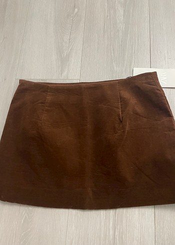 s Beden kahverengi Renk Kahverengi Süet Kemerli Mini Etek