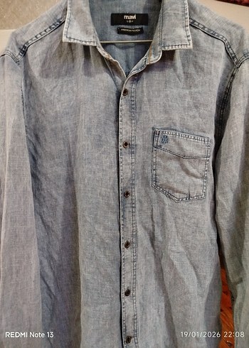 Gri Denim Erkek Gömlek - Görsel 3