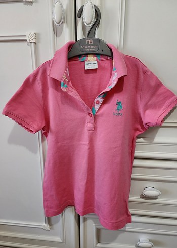 Kız Çocuk Pembe Polo Yaka Kısa Kollu Tişört