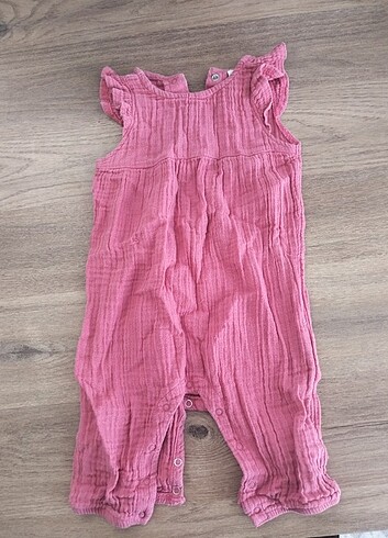 Pembe keten çıtçıtlı tulum 