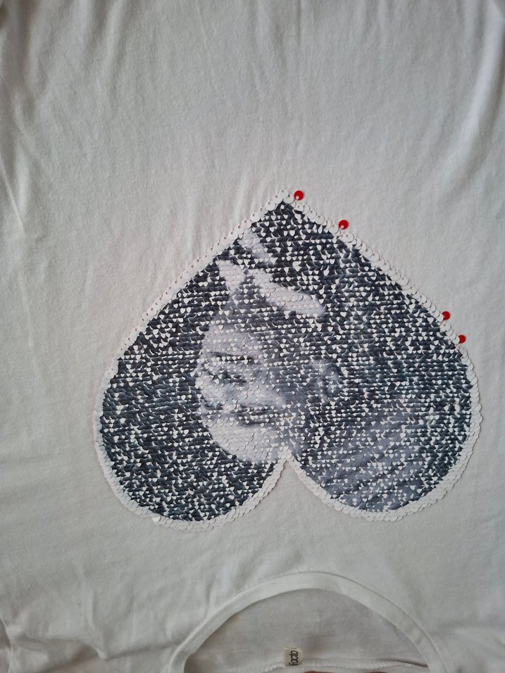 Kız Çocuk Beyaz Uzun Kollu Atatürk Payetli Tişört - Görsel 2