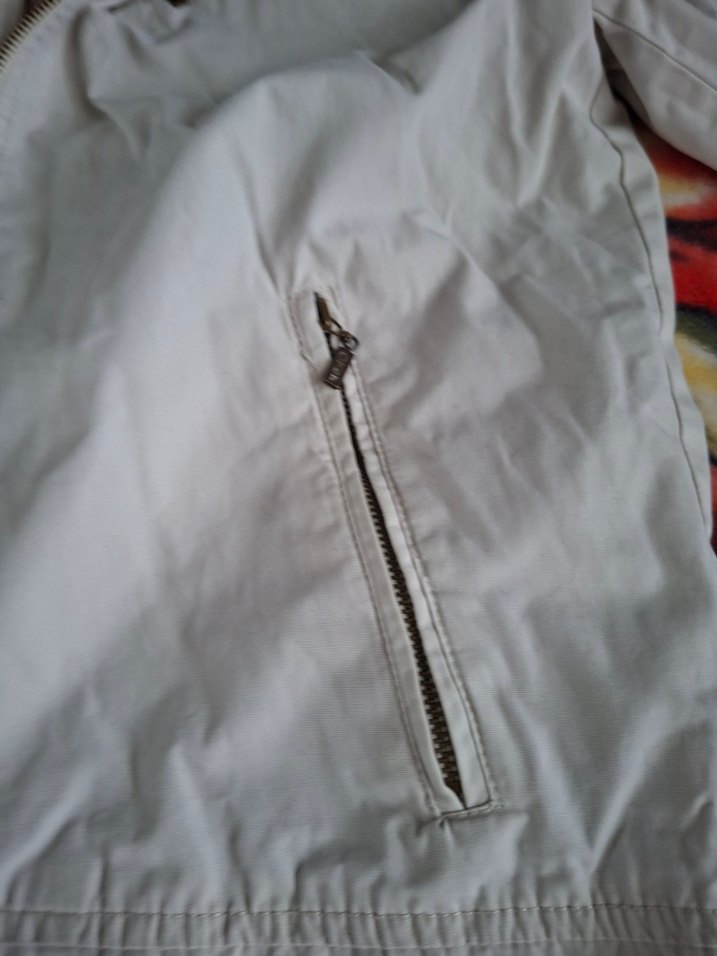 Fermuarlı krem keten Ceket - Görsel 3