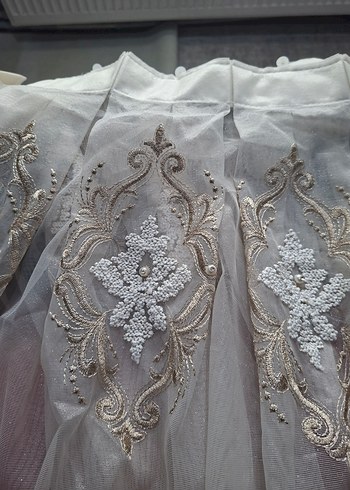 Nakışlı Beyaz Perde 3 mt - Görsel 4