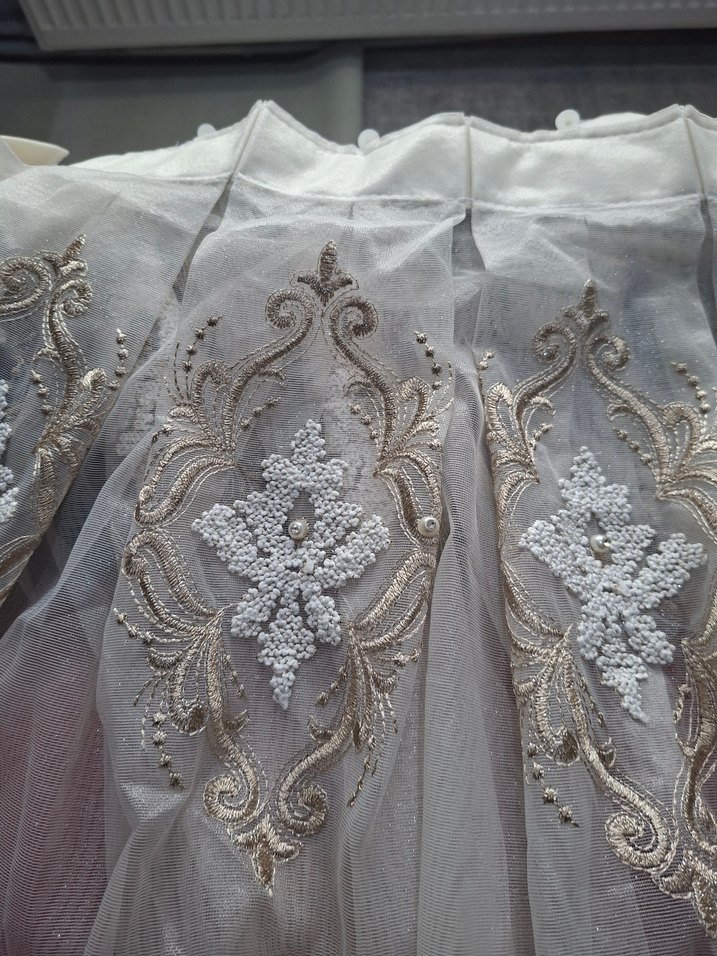 Nakışlı Beyaz Perde 3 mt - Görsel 4