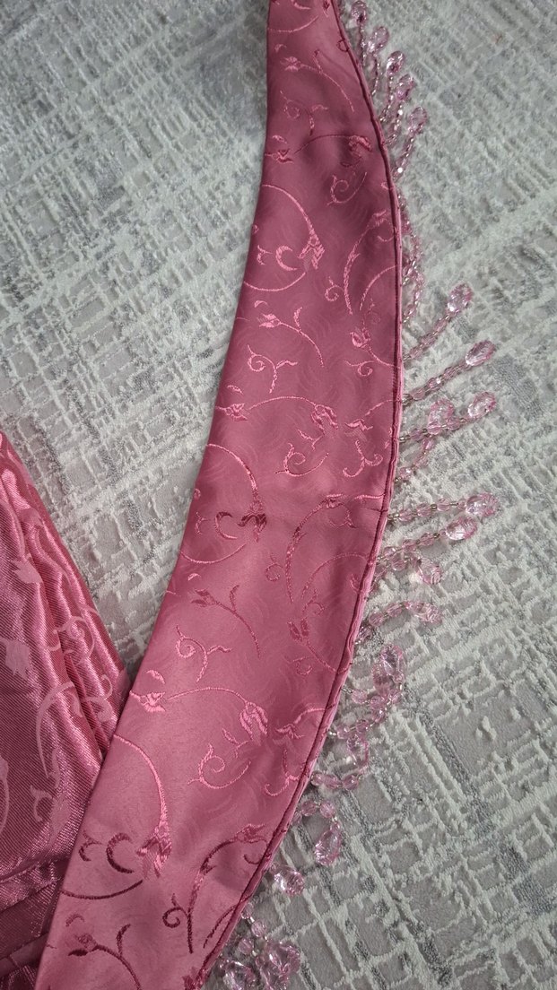 İşlemeli Pembe Parlak Fon Perde - Görsel 3