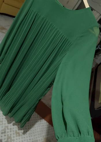 Yeşil Pilili Uzun Kollu Bohem Tunik - Görsel 3