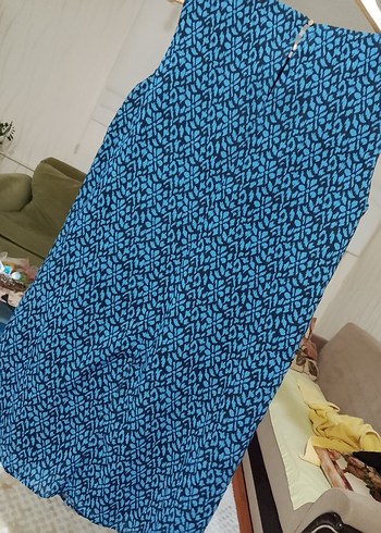 Mavi Pilili Midi Bohem Elbise - Görsel 4