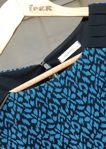 Mavi Pilili Midi Bohem Elbise - Görsel 3