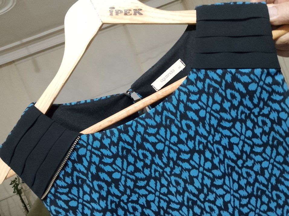 Mavi Pilili Midi Bohem Elbise - Görsel 3