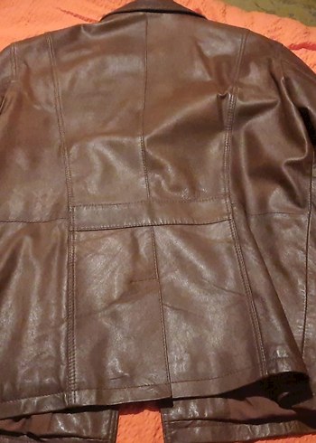 Düğmeli Kahverengi Erkek Deri Ceket - Görsel 3