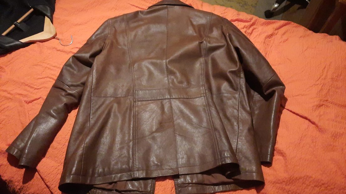 Düğmeli Kahverengi Erkek Deri Ceket - Görsel 3