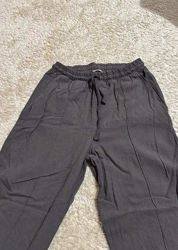 Gri Rahat Kesim Keten Kadın Pantolon - Görsel 2