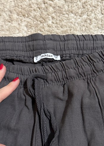 Gri Rahat Kesim Keten Kadın Pantolon - Görsel 3