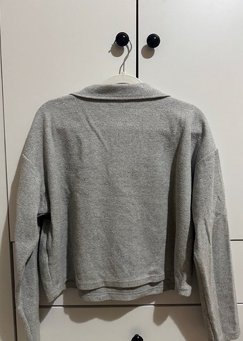Gri Yarım Fermuarlı Kadın Sweatshirt - Görsel 2