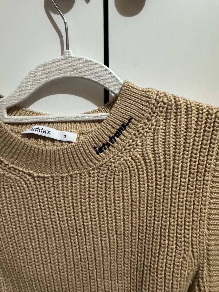 Bej Örgü Kadın Süveter - Görsel 2