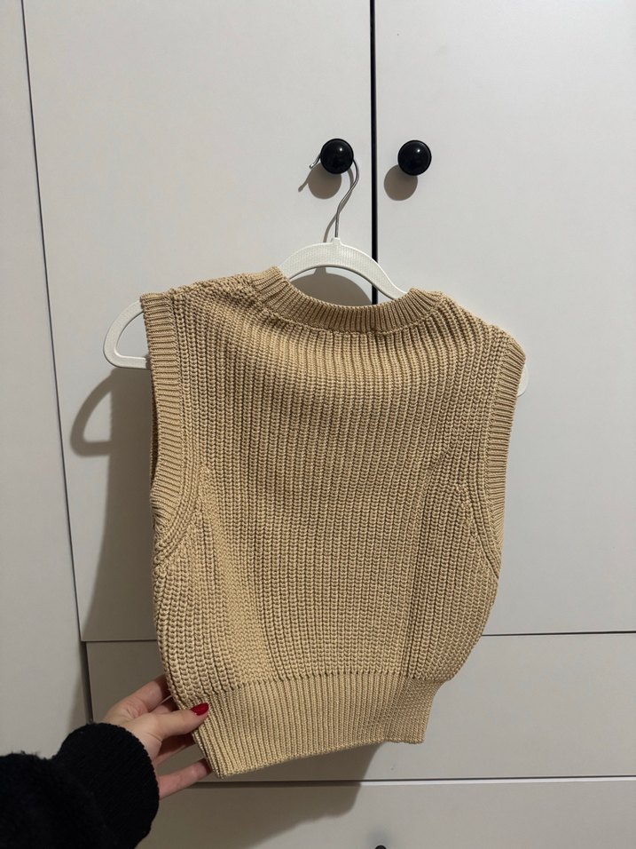 Bej Örgü Kadın Süveter - Görsel 3